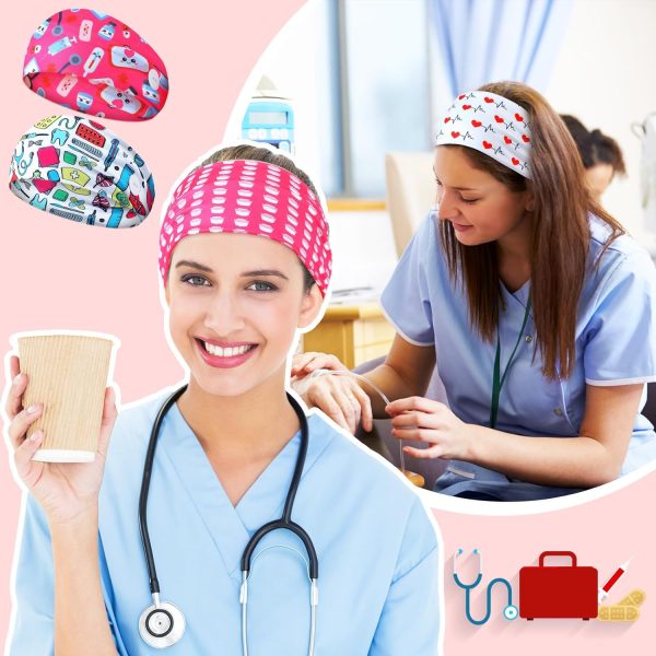 Jexine 12 Pcs Nurse Headbands for Women Non Slip Nursing Headbands with - Image 3