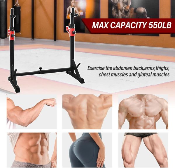 BESTHLS Adjustable Squat Rack Stand with Barbell Rack, Weight Plate Holder, - Image 7