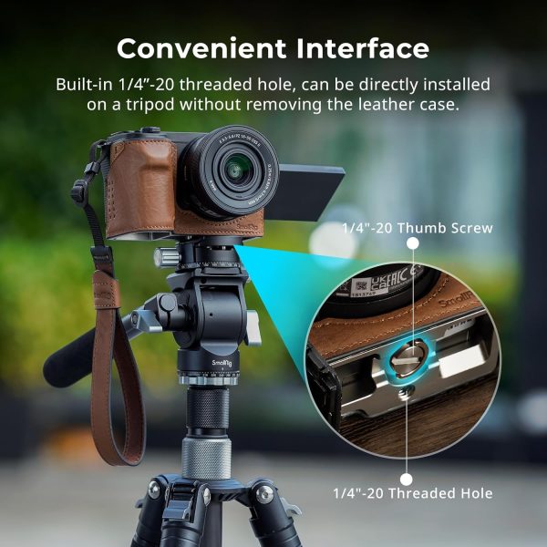 SMALLRIG Camera Leather Case with Wrist Strap, Vintage Style Leather Camera - Image 5