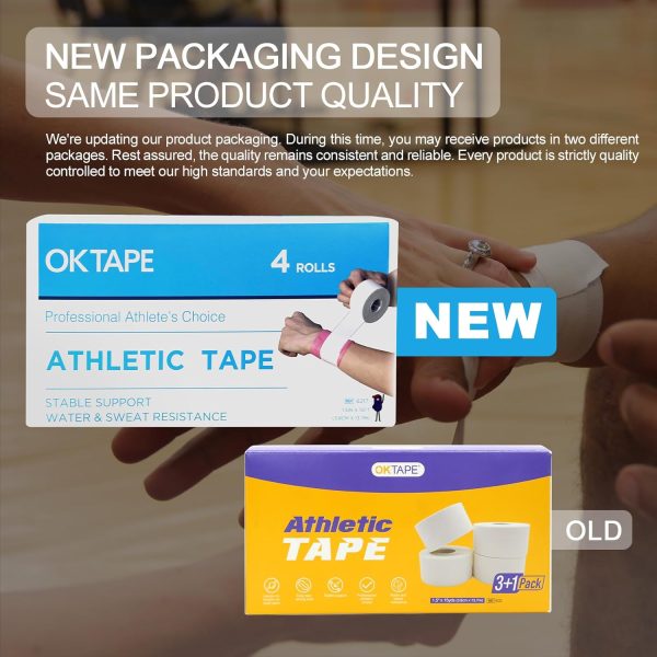 OK TAPE Athletic Sports Tape（4 Packs) - 45ft Per Roll Very Strong Tape for - Image 2