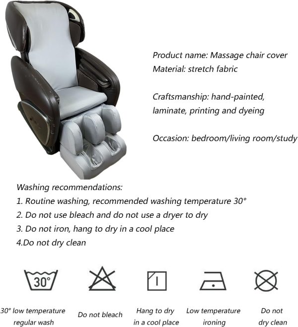 Full Body Shiatsu Massage Chair Cover Slipcover Recliner Cover Stretch - Image 5