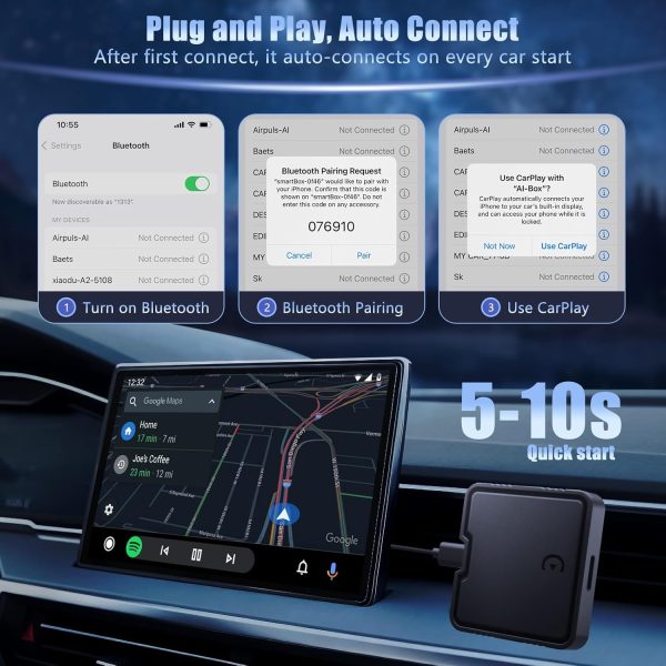 Wireless CarPlay Adapter, 2024 Upgrade Support Netflix/YouTube/TF Card Plug - Image 4
