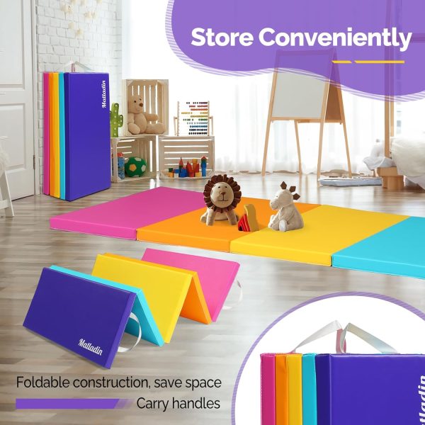 5 Folding Gymnastics Gym Exercise Aerobics Mat, 1.5" Thick Folding Exercise - Image 3