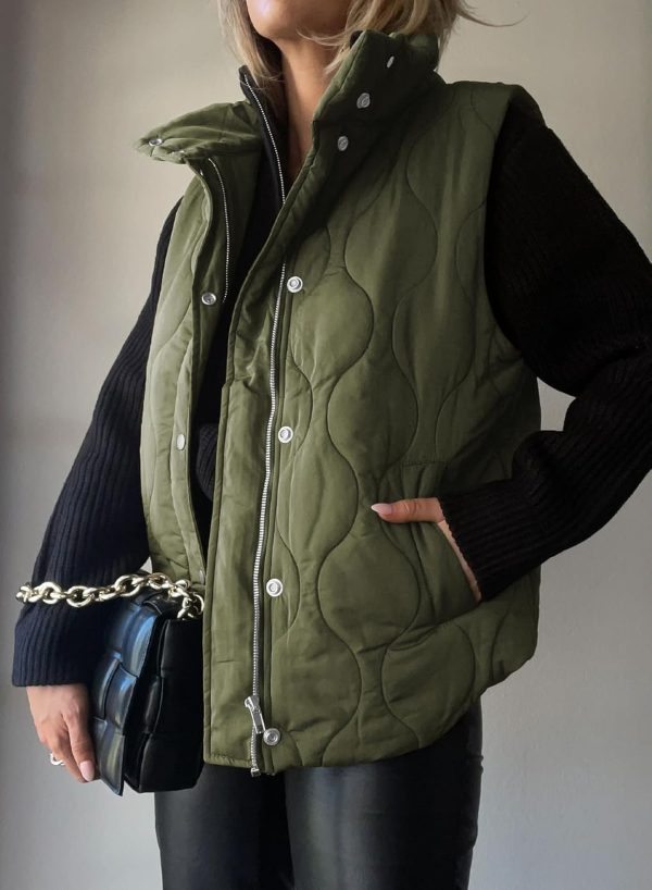 EVALESS Cropped Puffer Vest Women Lightweight Quilted Stand Collar - Image 3