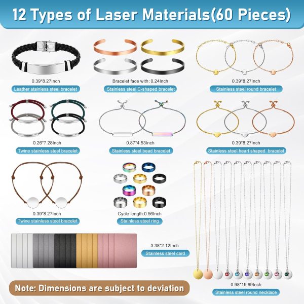 Otuuz 60 Pcs Christmas Metal Laser Engraving Materials Jewelry Engraving - Image 2
