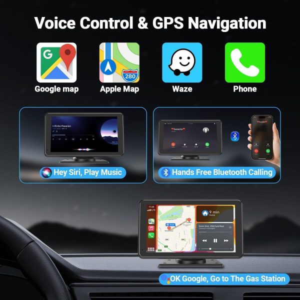Apple Carplay Wireless Portable Touchscreen Car Stereo Bluetooth Voice - Image 6