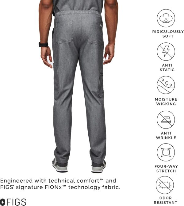 FIGS Cairo Cargo Scrub Pants for Men — Classic Straight Leg Fit, 9 Pockets, - Image 3