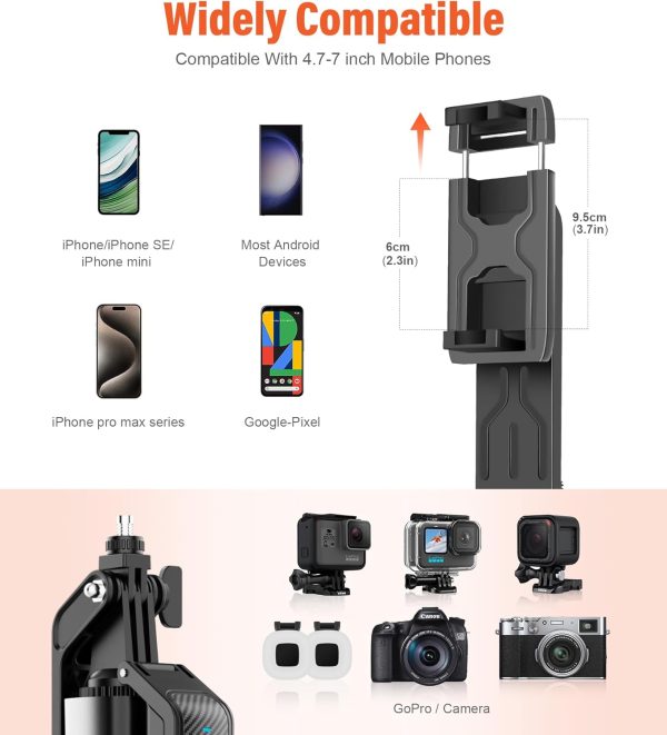 Selfie Stick Phone Tripod - 71 inch Tall Cell Phone Holder with Detachable - Image 7
