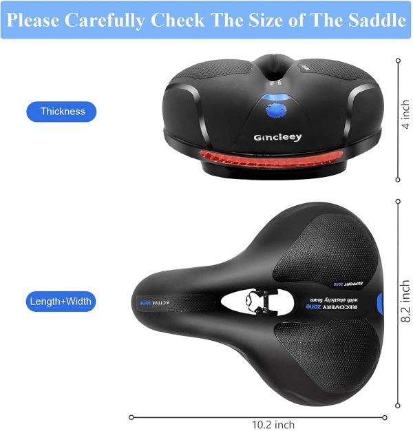 Comfort Bike Seat for Women Men,Wide Bicycle Saddle Replacement Memory Foam - Image 4