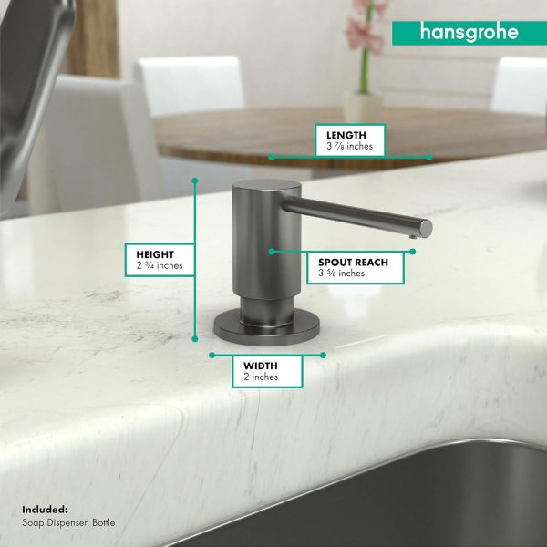 hansgrohe Focus Modern Bath and Kitchen Sink Soap Dispenser in Brushed - Image 5