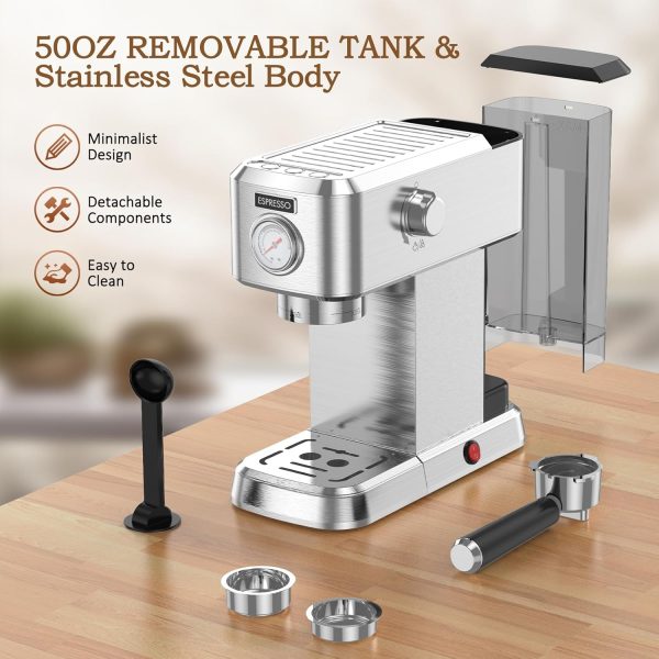 Pokk Espresso Machine 20 Bar, Upgraded 1350W Professional Espresso Maker - Image 6