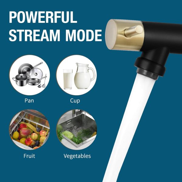 Qomolangma Black Gold Commerical Kitchen Faucet with Pull Down Sprayer, - Image 5