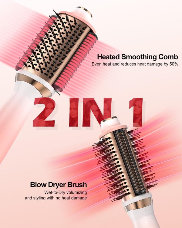 Blow Dryer Brush Hair Dryer Brush + Smooth Heat Comb, 4 in 1 Blowout - Image 2
