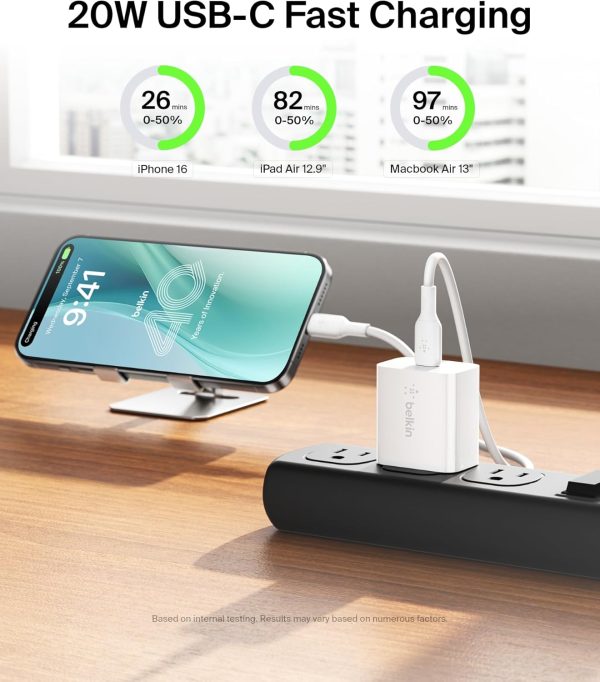 Belkin 20W Wall Charger, USB-C Charger Block, Fast Charging Block for - Image 2