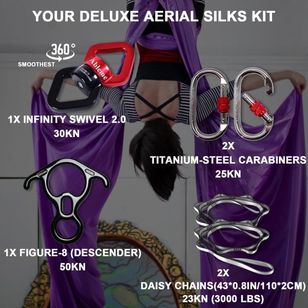 Aerial Silks 9 Yards Yoga Hammock Aerial Dance Flying Yoga Starter Kit - Image 4
