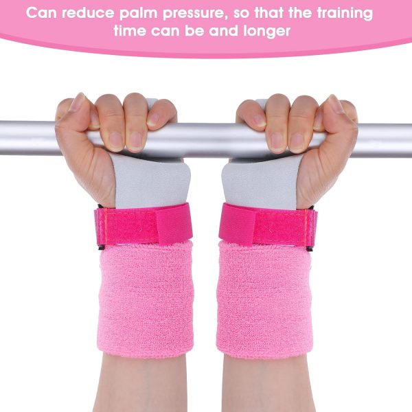 2 Pairs of Gymnastics Grips Wristbands for Girls Youth Kids, Black and Pink - Image 5