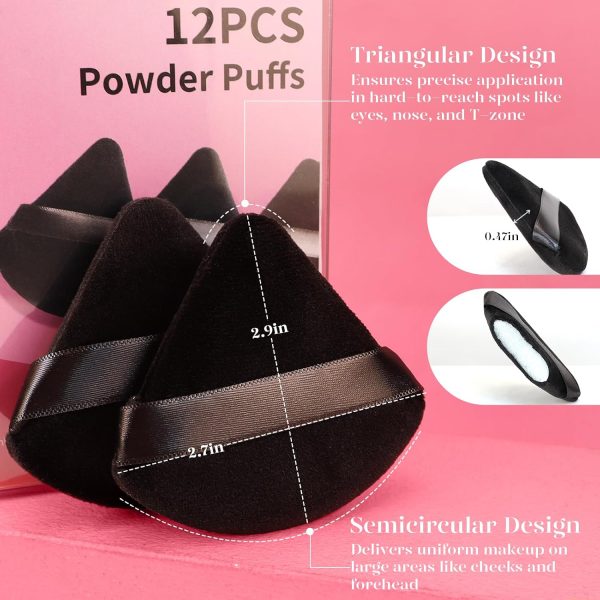 BEAKEY 12pcs Powder Puffs for Face Powder Triangle Powder Puff for Loose - Image 3