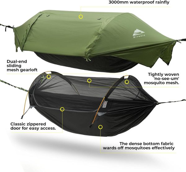 Camping Hammock Tent with Mosquito Net & RainFly, 3 in 1 Waterproof - Image 4