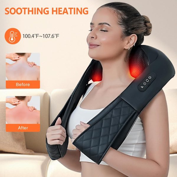Rechargeable Neck Massager with Heat - Shiatsu Back and Neck Massager, - Image 4