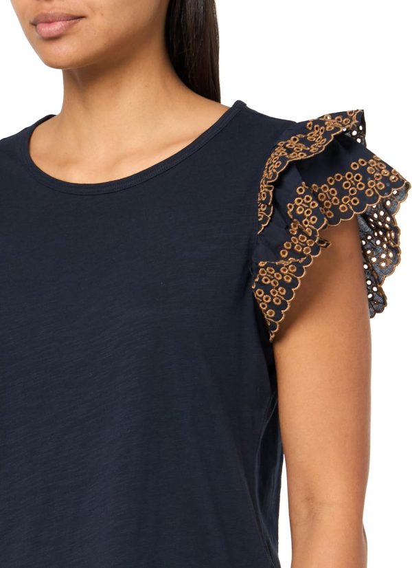 Tommy Hilfiger Women's Ruffled Short Sleeve Solid Cotton Slub Sportswear - Image 3