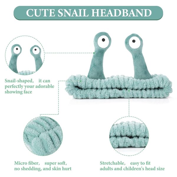 Molain Face Wash Headband, Palm and Snail Spa Hair Bands Makeup Headbands - Image 3