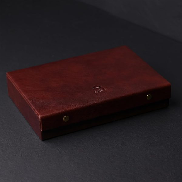 Time Resistance Leather Jewelry Box - Brown Full Grain Leather Jewellery - Image 2