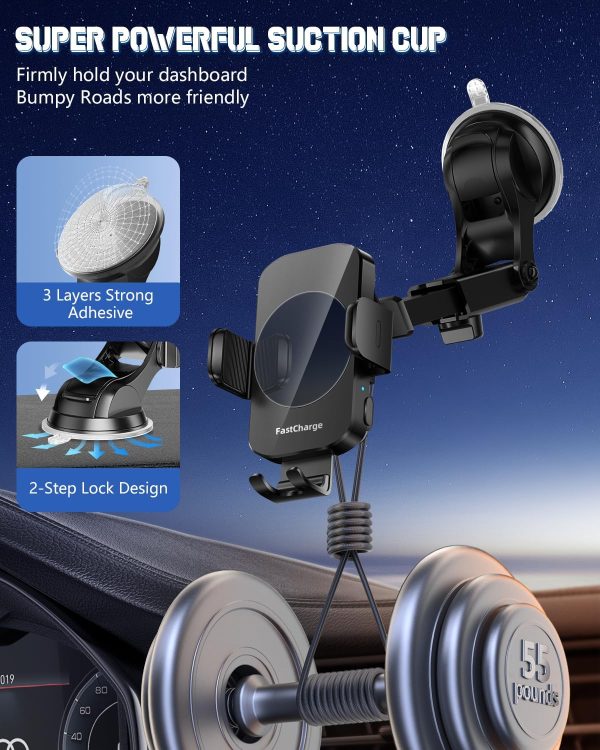 Wireless Car Charger, Fast Charging Phone Holder 3 in 1 Phone Mount Auto - Image 7