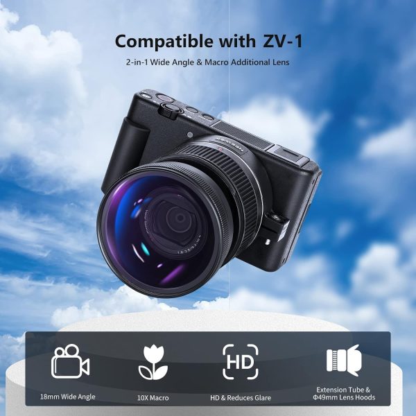 NEEWER Wide Angle Lens Compatible with Sony ZV1 Camera, 2 in 1 18mm HD Wide - Image 2