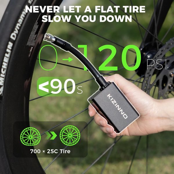 Mini Bike Pump Portable Bike Tire Pump, Max 120 PSI Electric Bicycle Pump, - Image 4
