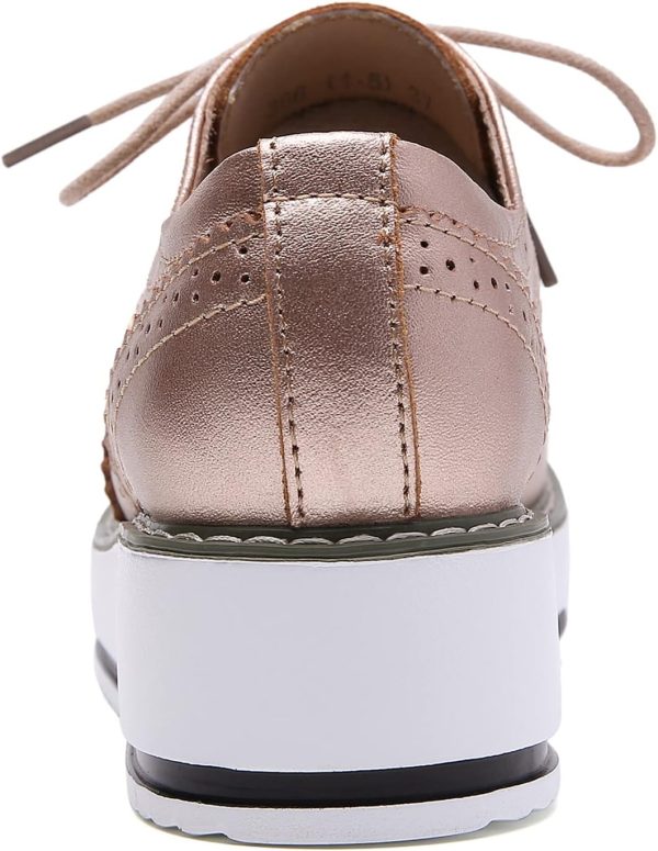 DADAWEN Women's Platform Lace-Up Wingtips Square Toe Oxfords Shoe - Image 5
