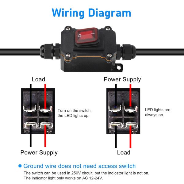 Linkstyle Inline Cord Switch, 12V 20A 4Pin DPST On Off Toggle Switch with - Image 6