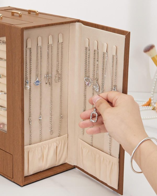 Homde Jewelry Organizer with Transparent Window Necklace Hooks Gift for - Image 8