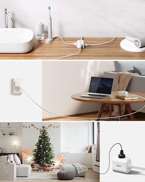 Extension Cord 15ft SUPERDANNY Mini Power Strip Ultra Right Angled Flat - Image 2