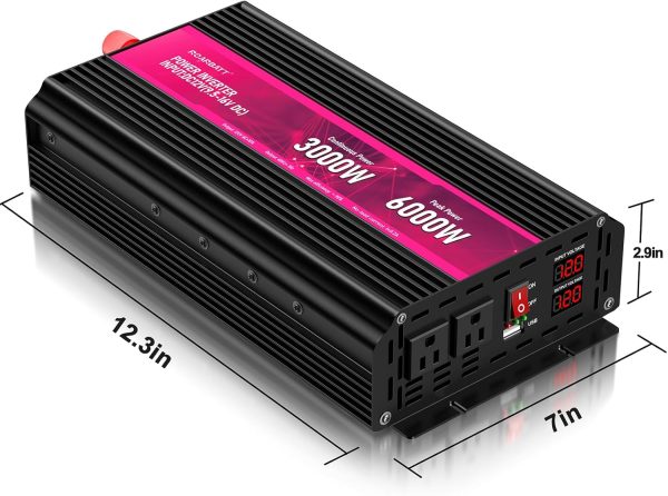 3000W Power Inverter,12V DC to AC 110V120V Peak Power 6000W with 2AC - Image 7