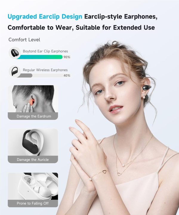 Ultra Open Ear Clip Earbuds - Over The Ear Headphones Wireless Bluetooth, - Image 4