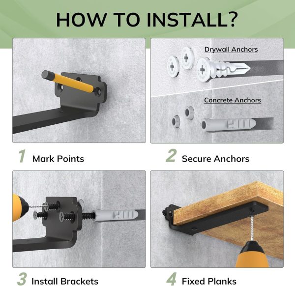 Shelf Brackets, Floating Shelf Bracket 6 Pack 12 Inch, Heavy Duty Shelf - Image 4