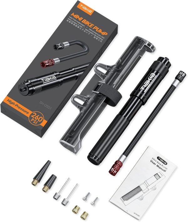 Tiakia Mini Bike Pump,Portable Compact Bicycle Pump,High Pressure Frame - Image 7