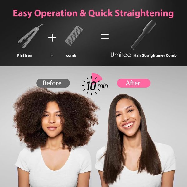 Hair Straightener Brush, Umitec Hot Straightening Comb Thermal Brush for - Image 2