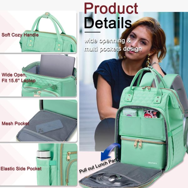 Weitars Lunch Backpack For Women,15.6 Inch Laptop Backpack For Women - Image 7