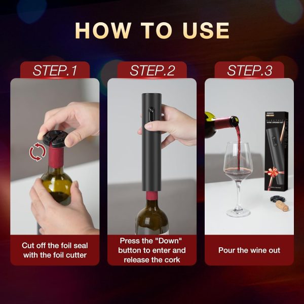 Electric Wine Opener - Battery Operated Wine Bottle Openers with Foil - Image 4