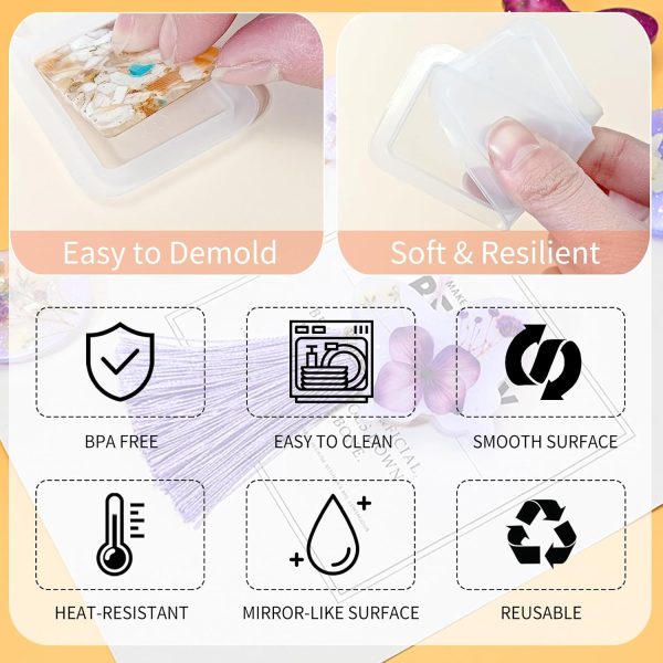 UV Resin Molds, PP Clip Epoxy Resin Molds Silicone with Accessories, Resin - Image 2