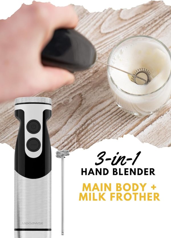 MegaWise Stainless Steel Titanium Reinforced 3-in-1 Immersion Hand Blender, - Image 5
