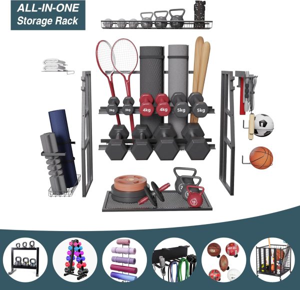 Merapi 3 Tier Dumbbell Weight Rack, Steel Home Gym Storage Stand, Heavy - Image 4