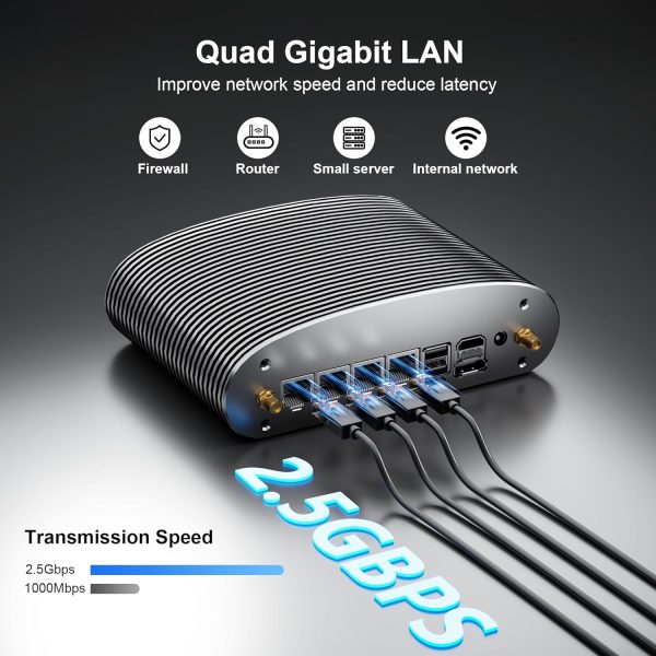 Mini PC Fanless N100 Micro Firewall Appliance, 4* 2.5G LAN 8GB RAM 256GB - Image 6