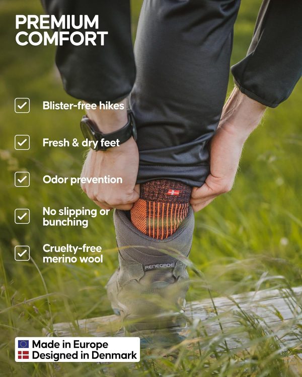 DANISH ENDURANCE Hiking Socks, Lightweight, Merino Wool Socks for Men & - Image 3