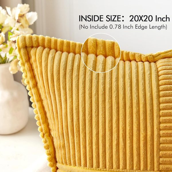 MIULEE Golden Yellow Pillow Covers 20x20 Inch with Splicing Set of 2 Super - Image 2