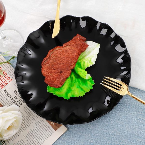 LIYH 24pcs Black Plastic Plates Reusable,Unbreakable Plastic Plates, - Image 4