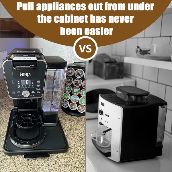 Kitchen Appliance Sliding Tray Coffee Maker Sliding Caddy with Rolling - Image 4