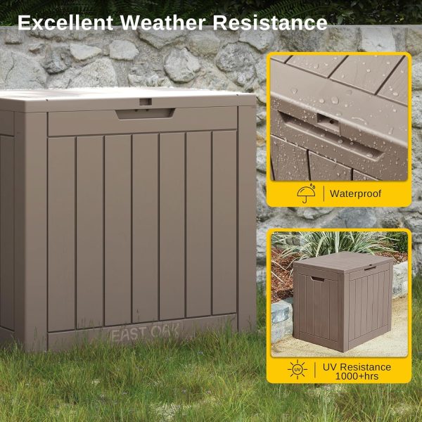 EAST OAK Outdoor Storage Box, 31 Gallon Deck Box, Waterproof Resin Storage - Image 2