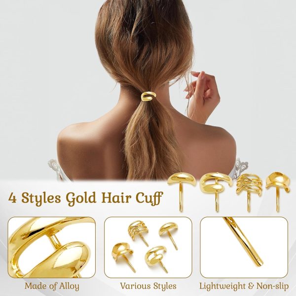 4Pcs Gold Ponytail Hair Clips - Metal Ponytail Holder Gold High Ponytail - Image 3